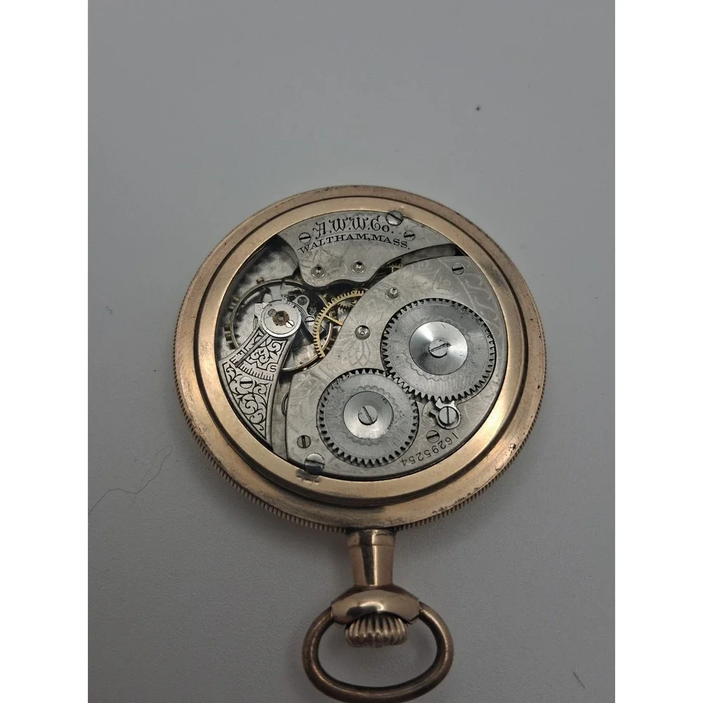 Gold Filled Blue Numerals Waltham Pocket Watch - Tested And Working